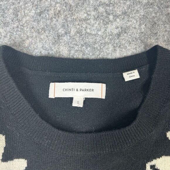 Chinti & Parker Sweater Top Small Wool Cashmere Bumble Bee Sun flower Crewneck - Picture 5 of 6